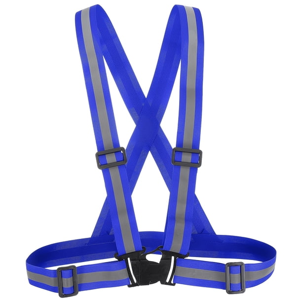 Chaleco de seguridad reflectante Uxcell, chalecos Hi-Vis, tiras de alta visibilidad ajustables para trotar al aire libre Azul oscuro