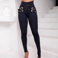 thumbnail image 2 of European And American Waist Metallic Belt Decorative High Waist High Elastic Tight Skinny Pants, 2 of 5