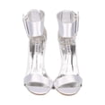 thumbnail image 2 of Silver Satin Open Toe Ankle Cuff Stiletto High Heel Sandal - 6.5, 2 of 6