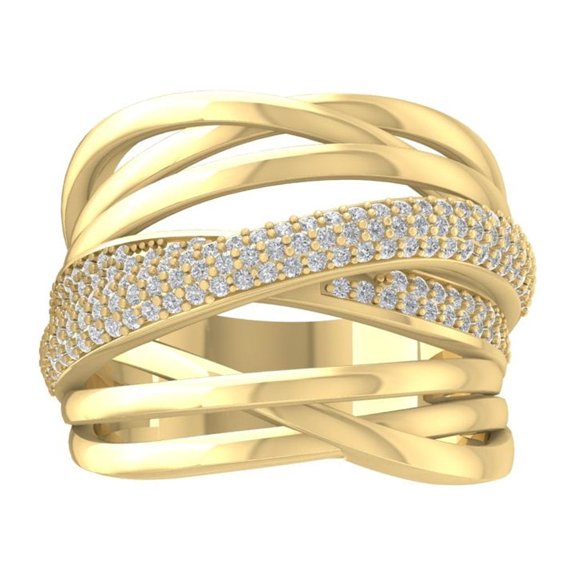 ARAIYA FINE JEWELRY 10K Yellow Gold Lab Grown Diamond Wedding Band Ring (3/4 cttw, D-F Color, VS Clarity) Size 5.5