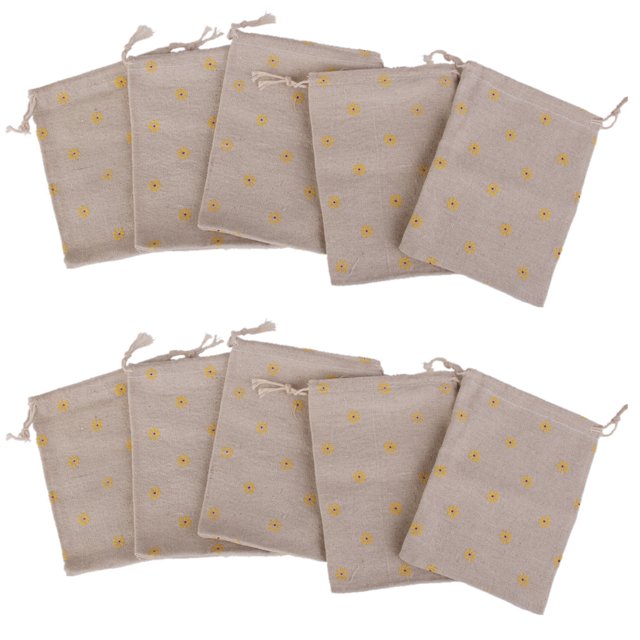 10 Linen Jute Sack Jelry Drawstring Gift dding Favor - Yellow Daisy BLESIY Bolsa de lino