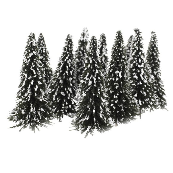 10x Árbol Modelo Tren Paisaje Decor Nieve Cubre Festival 12cm