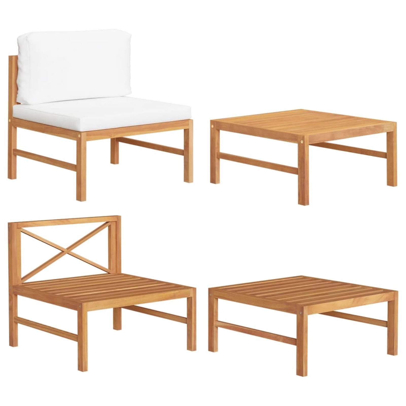 Gecheer 2 Piece Patio Set with Cushions Teak Wood