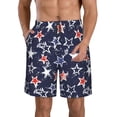 thumbnail image 2 of Uemuo USA Stars Pattern Men's Swim Trunks Hawaiian Beach Bathing Suit Swimsuits Beach Quick-Dry Shorts with Pockets-, 2 of 9