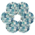 thumbnail image 6 of 6 Pcs Drink Coasters with Holder 3.94in Woven Coasters for Drinks Blue Marine Life Patterns Coaster Set for Protection Table, 6 of 7