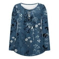 thumbnail image 4 of Patlollav Womens Casual Loose Crew Neck Button Long Sleeve Print Top, 4 of 6