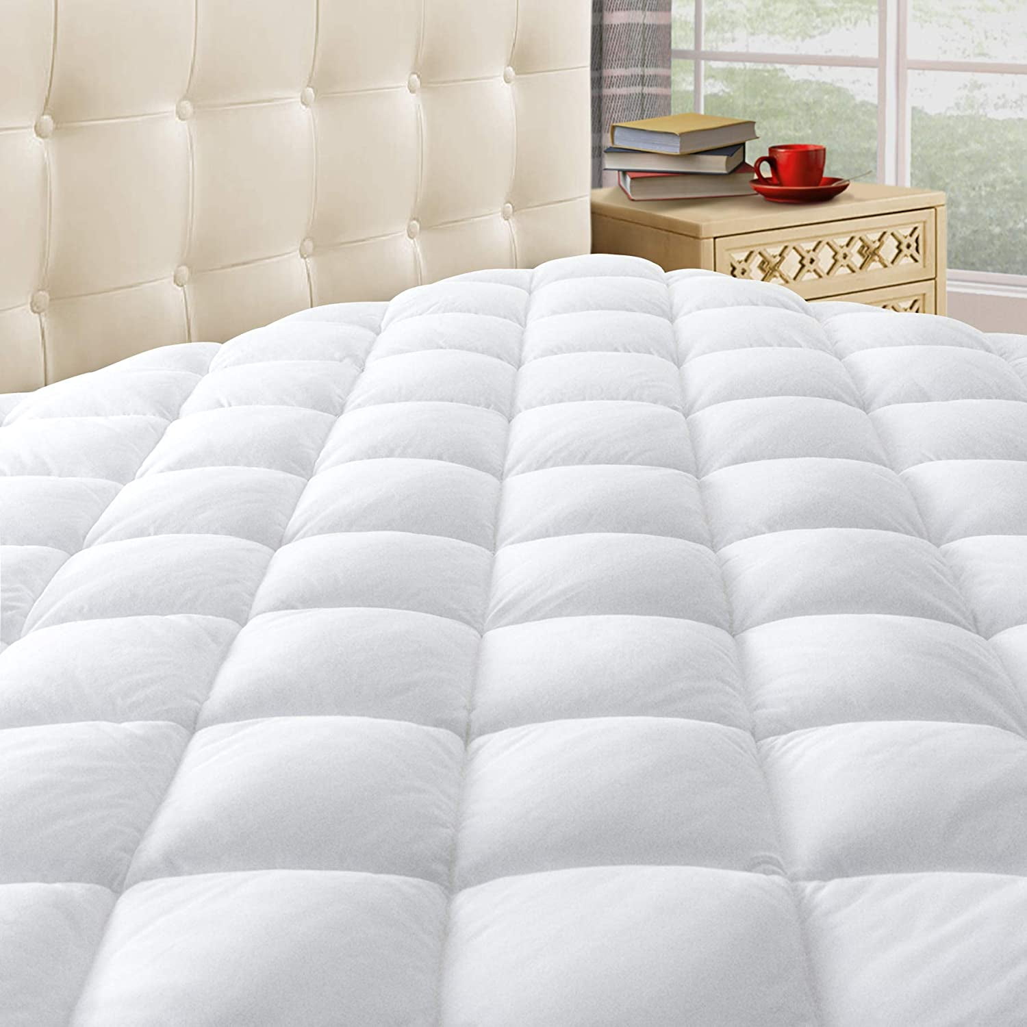 1 queen size white fitted quilted mattress pad t180 hotel 60x80x12 deep pocket 