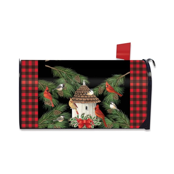 Briarwood Lane Christmas Mailbox Cover  - Standard Size - Holiday Bird Gathering For Christmas Mailbox Cover