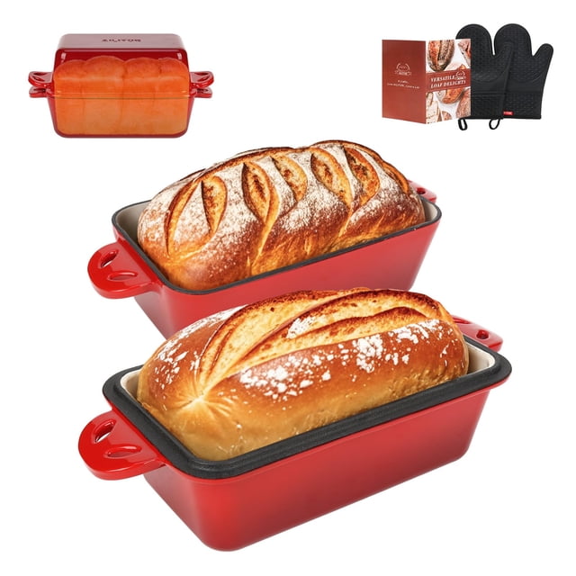 Molde para pan AILITOR de hierro fundido esmaltado de 23 x 13 cm con tapa
