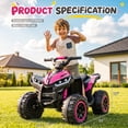thumbnail image 7 of Kerry Yoo AT2 12V ATV Ride on, Electric Car for Kids, 4 Wheels Ride on toys,  Ages 3+,Remote Control,LED Lights,Music-Pink, 7 of 7