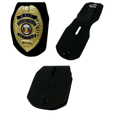 - Belt Clip Badge Holder Stainless Steel Tactical Heavy Gauge Leather Made In USA