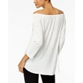 thumbnail image 2 of Alfani Womens Crinkle Pullover Blouse, White, Small, 2 of 2