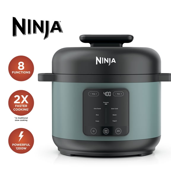 Ninja HyperHeat 8-in-1 Electric Pressure Cooker, 6.5 Qt Multi-Cooker with SimpliServe Pot, 1200W, Sage Leaf