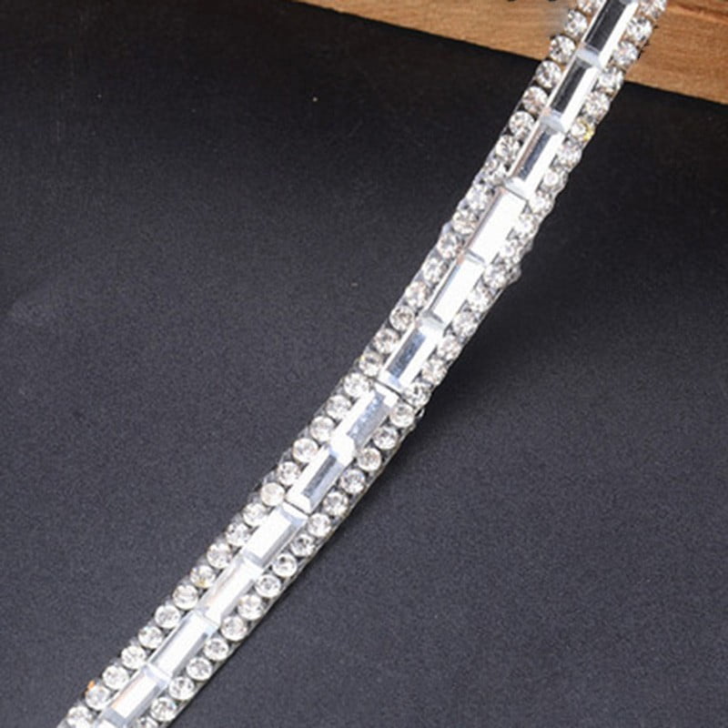 2.5cm Wedding Bridal Rhinestone Chain  Ribbon Sparkle Diamante  Trim 