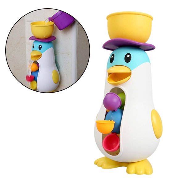 Juguetes de bañera para niños , juguetes de bañera de pingüino con rueda hidráulica giratoria, juguete ventosas fuerte Yotijar juguetes de baño