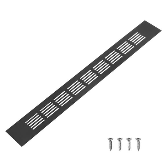 Uxcell 1-Pack Aluminum Alloy Door Air Vent Cover, 16x2"/400x50mm Ventilation Grille with Screws for Cabinet [Black]
