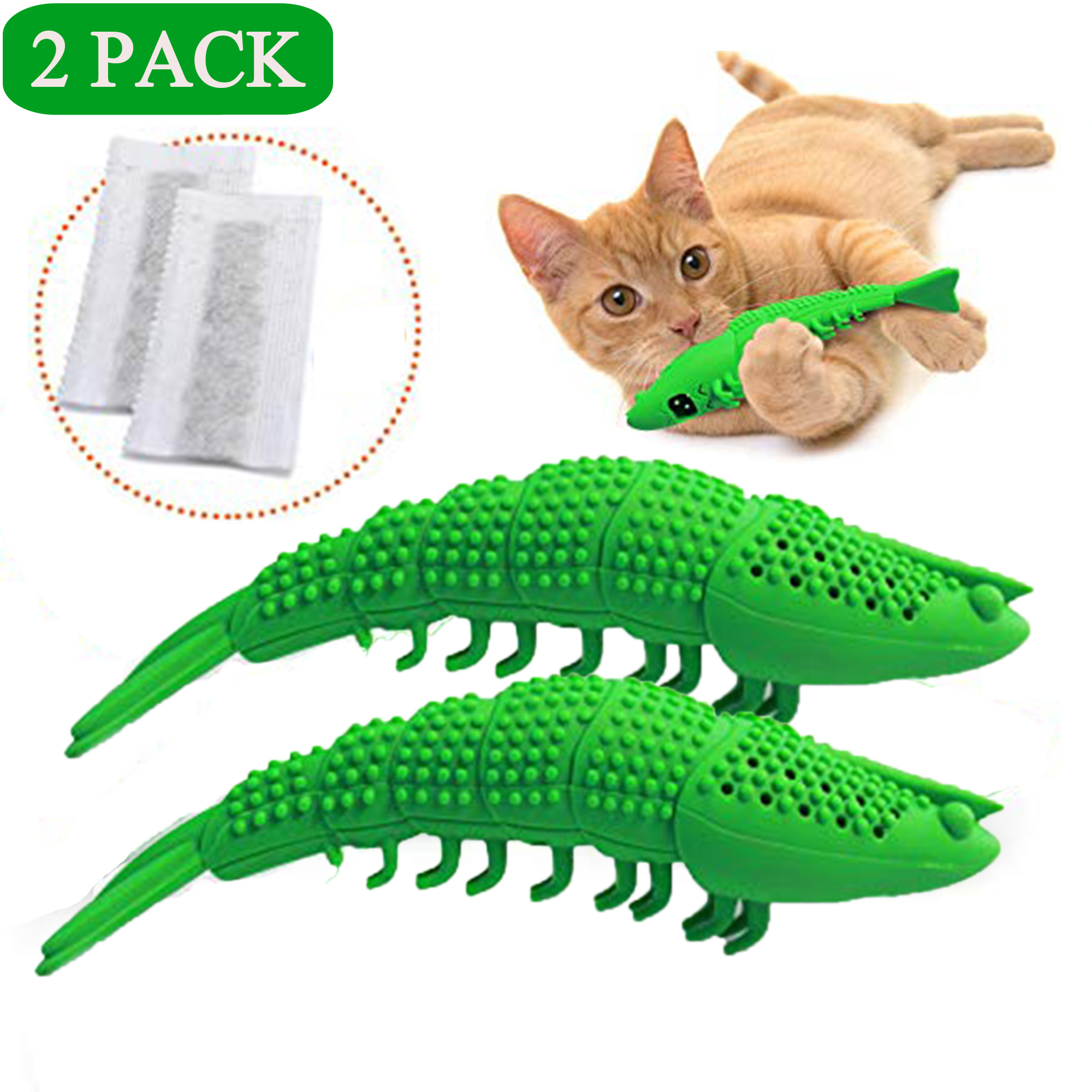 Pet Cat Fish Shape Toothbrush with Catnip Toys, Fish Flop Cat Toy, Food