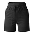thumbnail image 5 of Casual Elastic Waist Shorts Pockets Pants Summer Women Loose Solid Plus Size Pants Chambray Shorts Women Denim Shorts for Women Workout Shorts Womens Scrunch High Waist Shorts Women Denim Short, 5 of 6