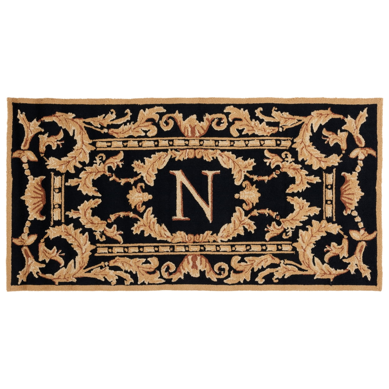 SAFAVIEH Monogram Jaslyn Medallion Indoor/Outdoor Area Rug, Black, 2'6" x 4'