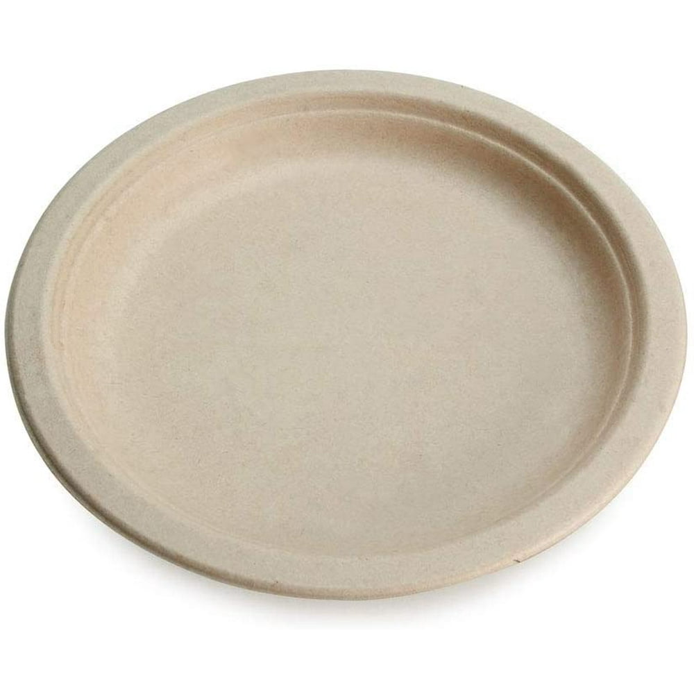 100 Compostable Disposable Paper Plates Bulk [10" 50 Pack], Bamboo