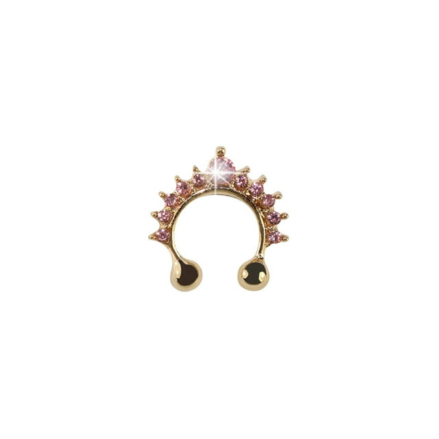 Langgg 1x Noose Hoop Fake Septum Ring Crystal Nose Stud Non Piercing Nose Rings Studs