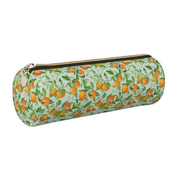 Disketp Tangerine Estuche Organizador de Lápices de Cuero, Estuche de Oficina con Cremallera para Bolígrafo y Lápiz