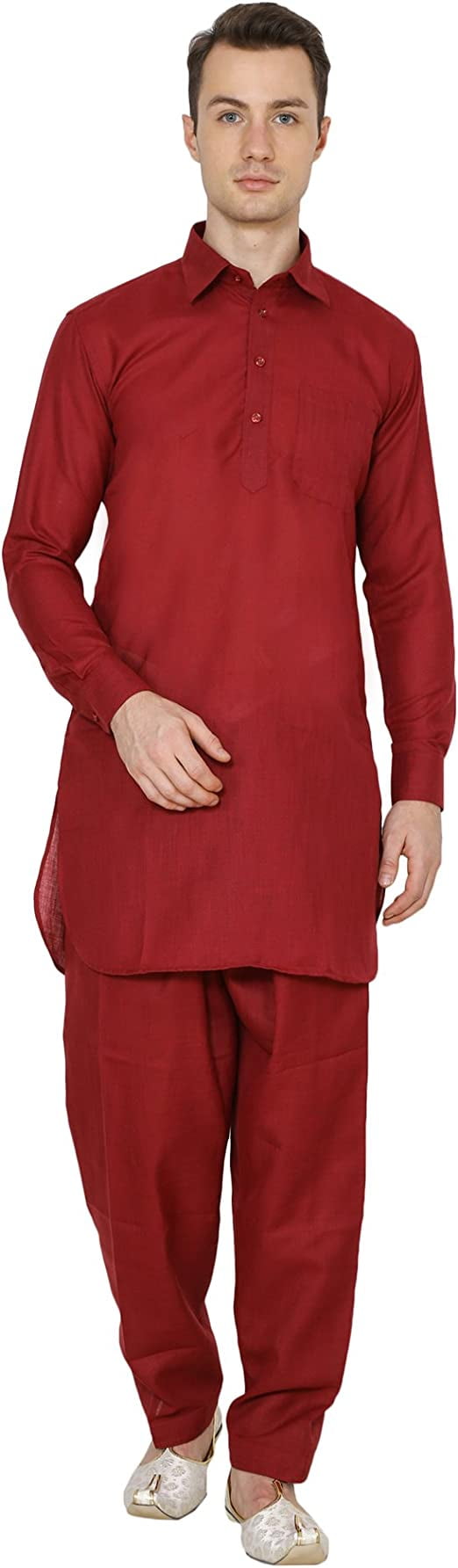 Buy Royal Men's White Cotton linen Pathani Suit Set Online at Low Prices in India
