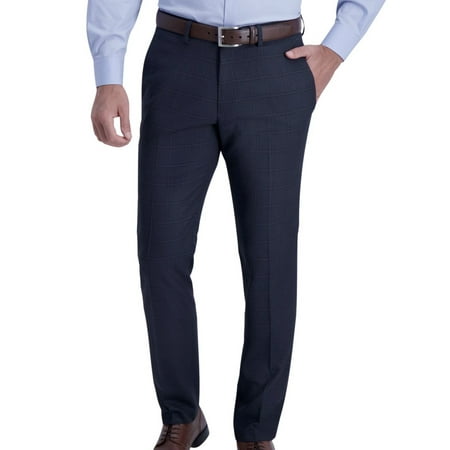 Kenneth Cole Mens Dress Pant 34X32 Windowpane Slim-Fit Stretch Blue 34