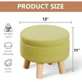 thumbnail image 3 of Storage Ottoman, Modern Round Footrest with Soft Padded Seat, Teddy Velvet Footstool with Wood Legs, Accent Small Table or Plant Stand for Hallway, Living Room (Cream), 3 of 16