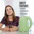 thumbnail image 2 of OVENTE 1.7L Double Wall Electric Tea Kettle, 1100W Water Boiler and Heater with Cool-Touch Exterior, Stainless Steel Insulated Interior, Auto Shut-Off, Boil-Dry Protection & Locking Lid, Green KD64G, 2 of 10