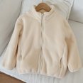 thumbnail image 4 of LLYwey Kids Coat for Winter Children's Fashion Solid Color Zipper Pocket High Neck Warm Long Sleeved Hooded Casual Jackets/Jackets New Big Girls Long Sleeve Casual Jackets Outwear Beige 130, 4 of 6