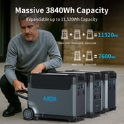 ABOK Ark3600 400W Solar Kit–3600W 3840Wh LiFePO4 Power Station with 400W Panel for Hurricane Prep, Home Blackouts & Off-Grid