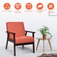 thumbnail image 5 of Costway Set of 2 Fabric Accent Armchair Solid Wood Upholstered Lounge Chair Orange, 5 of 10