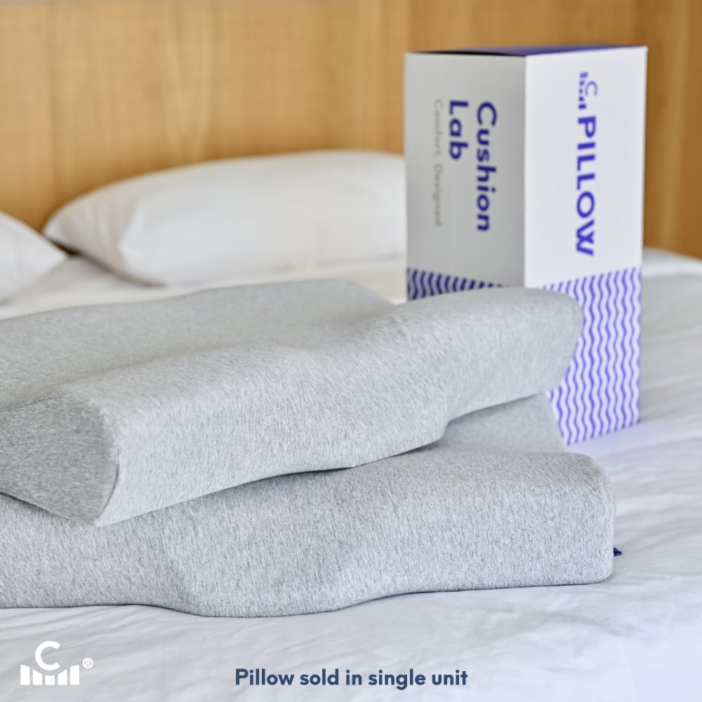 Cushion Lab Extra Dense Ergonomic Cervical Pillow for Firm Neck Support - Orthopedic Contour Pillow for Back/Side Sleeper Neck Relief, CertiPUR–US Memory Foam Pillow W/Organic Cotton Cover