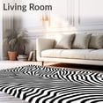 thumbnail image 2 of ODIKA 4'x6' Machine Washable Non-Slip Area Rug, Monochrome Savanna Inspired Graphic Artwork Featuring Distinctive Bands High Traffic Rug, Black, 684603, 2 of 7