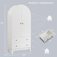 thumbnail image 3 of Aitjunz Fluted Arched Pantry Storage Cabinet, 71'' Kitchen Tall Cabinet with 2 Doors & 2 Large Drawers, Wooden Cabinet w/Adjustable Shelves for Dining Room and Living Room, Natural, 3 of 7