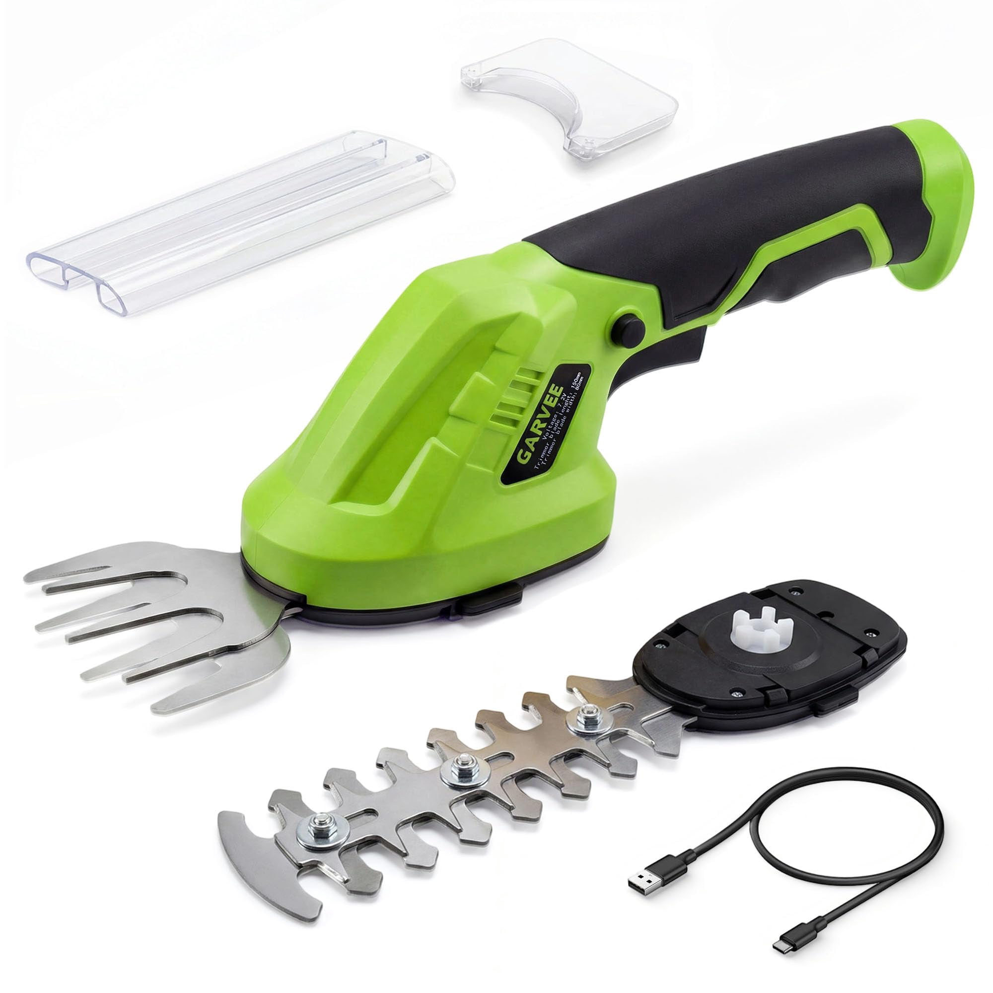 Cordless Grass Shears & Hedge Trimmer 2-in-1 – 7.2V Rechargeable Handheld Garden Trimmer with Type-C Charging, Lightweight Electric Grass Shear & Shrub Trimmer for Lawn, Yard & Garden