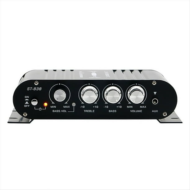 Amplificador de Potencia -838 HiFi de 2.1 Canales, Amplificador de Sonido de Graves Estéreo de 80 W X 2 con Salida de Subwoofer, Amplificador de Audio para el Hogar, Color Negro
