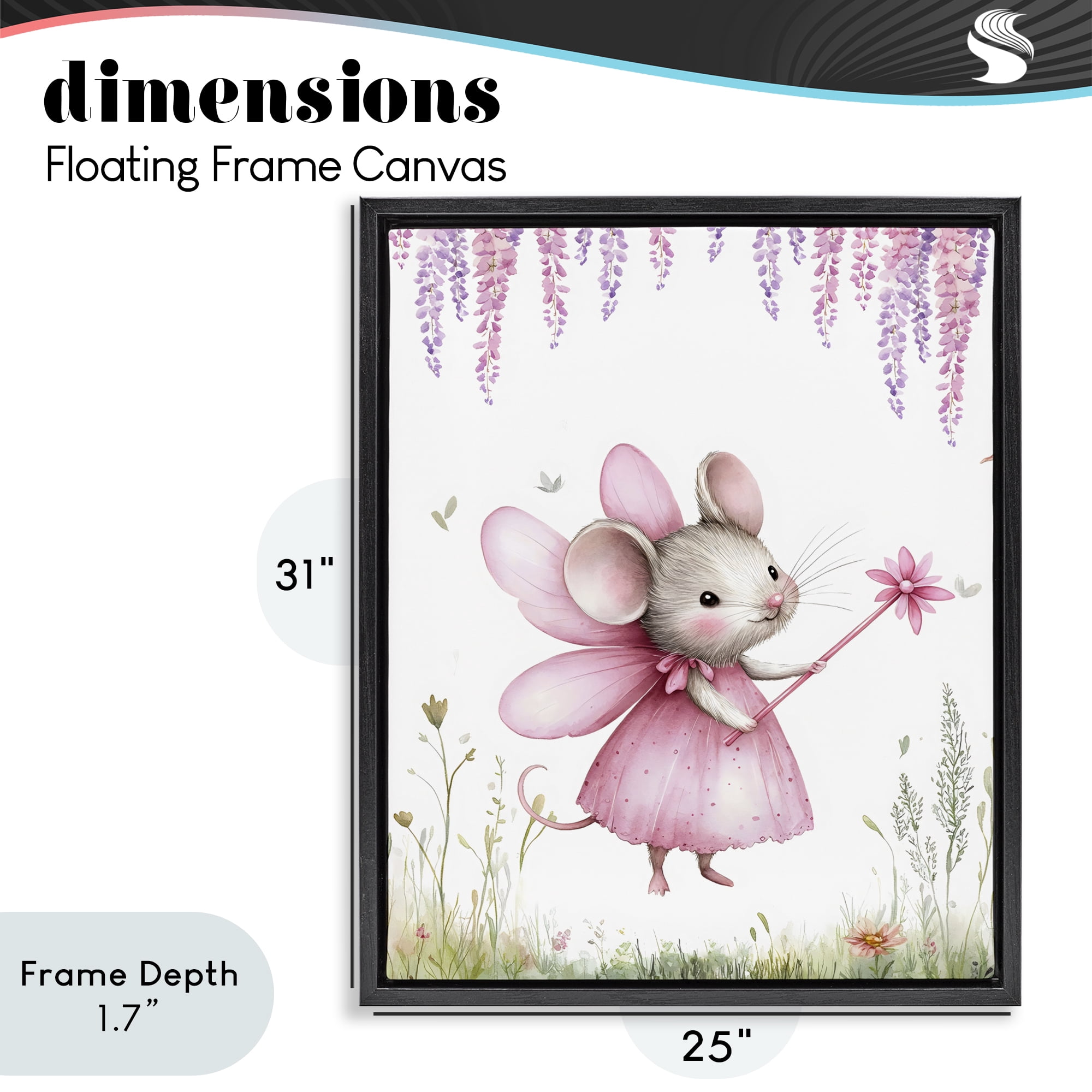 Stupell Industries Woodland Mouse Forest Fairy Black Framed Floater Canvas Wall Art, design by LSR Design Studio