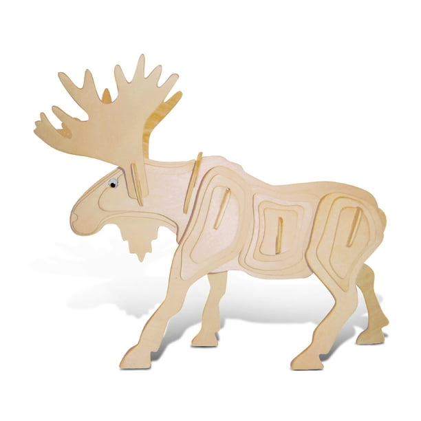 Puzzled 3D Puzzle Moose Wood Craft Construction Model Kit, Fun, Unique