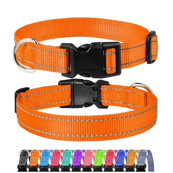 Reflective Dog Collar, Sturdy Nylon Collars for Large Girl and Boy Dogs, Adjustable Dog Collar with Quick Release Buckle