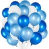 Blue and White Balloons 100 pcs 12 inch Royal Blue Balloons Light Blue Balloons White Balloons Blue Balloons Latex Balloons for Boys Christening, Cinderella Party, Boys 1st Birthday