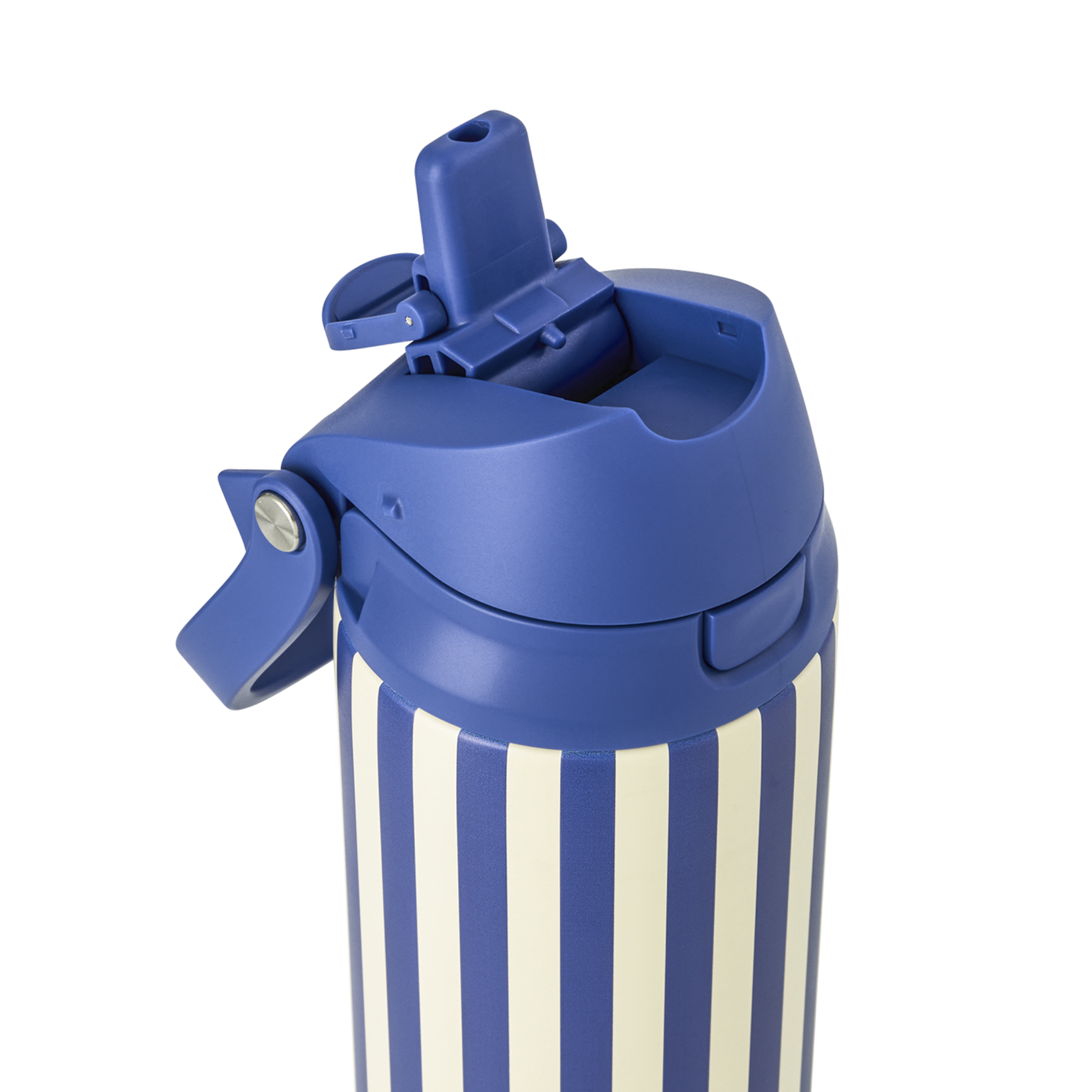 TAL 24oz Stainless Steel 2-in-1 Straw and Chug Water Bottle with Push Lid, Navy Stripes