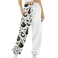 thumbnail image 4 of Rciityk White Women's Halloween Sweatpants Baggy Ghost Bats Spider Webs Print High Waisted with Pockets Winter Casual Loose Joggers Trousers, 4 of 4