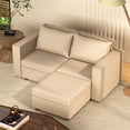 thumbnail image 3 of Ainfox 3 Seater Modular Sectional Couch for Living Room, Convertible Sofa Sleeper Ottoman with Storage, Beige, 3 of 7