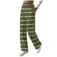 thumbnail image 3 of QATAINLAV Womens Stripe Sweatpants Baggy Casual Straight Leg Pants Fuzzy Fleece Lined High Waist Trousers with Pockets, Green, M, 3 of 10