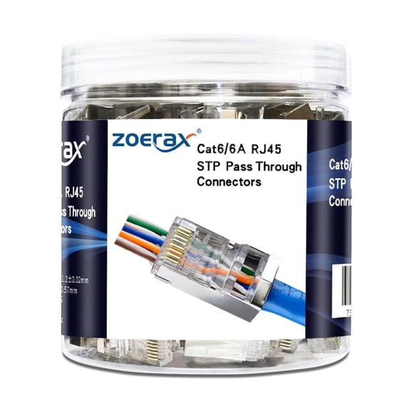 100-Pack RJ45 Cat6 Pass Through Connector Shielded RJ45 Modular Plugs for Solid or Stranded FTP/STP Ethernet Cable