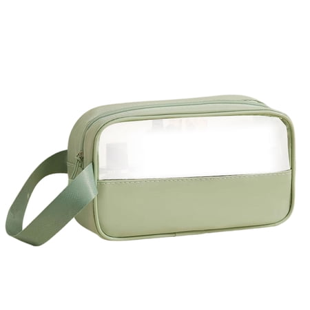Makeup Bag  Sage Green Clear Front with Wrist Strap 1 Pack Travel Toiletry Bag Water-resistant Cosmetic Storage Pouch for Bathroom Vacation Gym Air Travel for Women Men