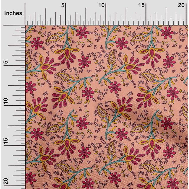 oneOone Tissu Polyester Lycra Feuilles & Floral Imprimé au Mètre 56 Pouces de Large