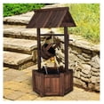 thumbnail image 3 of Wishing Well Fountain Outdoor, Fir Wood Water Feature with Electric Pump, Garden Decor for Patio Backyard, 3 of 9